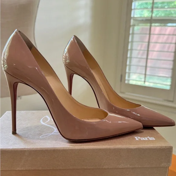 Christian Louboutin Women's Patent Leather Pumps - Nude - Picture 3 of 5